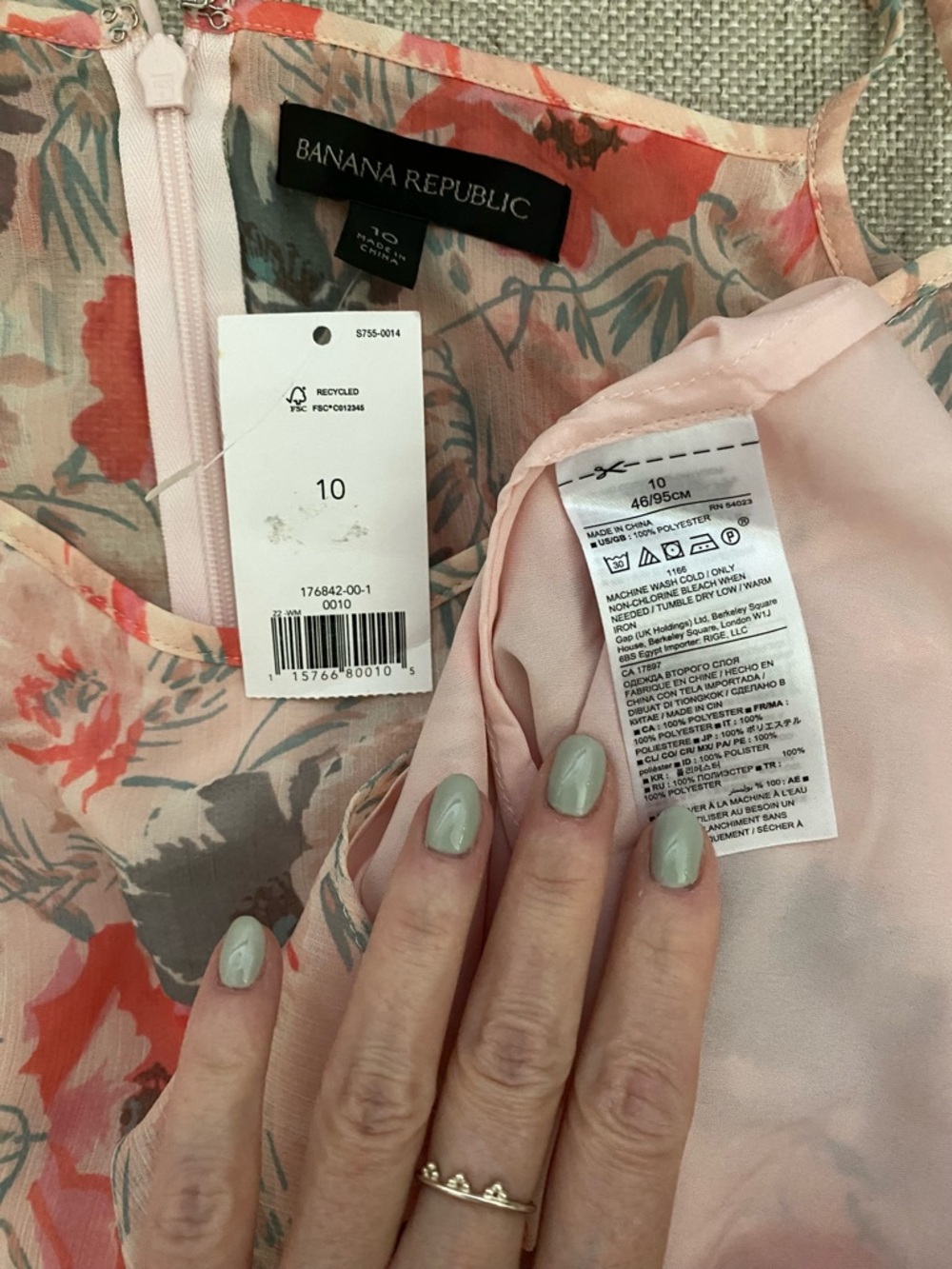 NWT Banana Republic Floral Spaghetti-Strap Midi Dress - Pink Floral - Picture 5 of 5